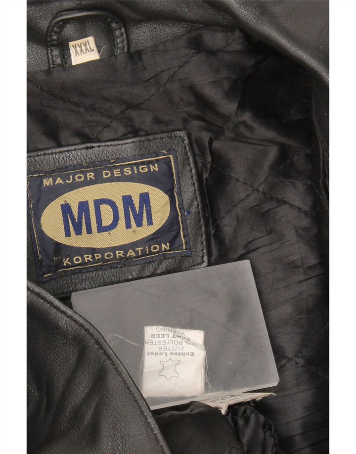 Jachetă de motociclist din piele vintage pentru femei UK 22 3XL din piele neagră