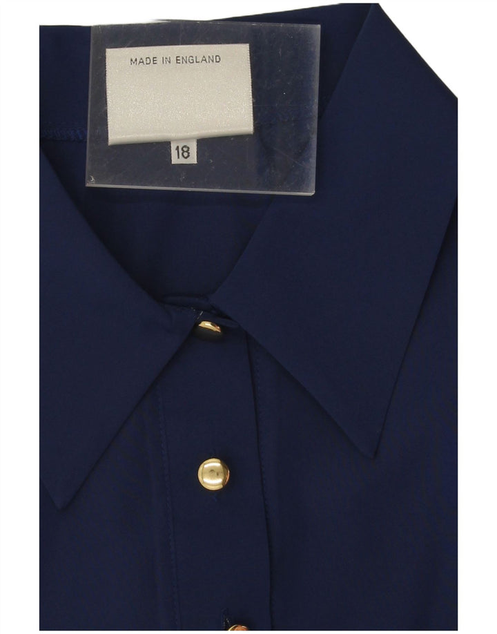 Tricou polo supradimensionat vintage pentru femei UK 18 XL poliester bleumarin