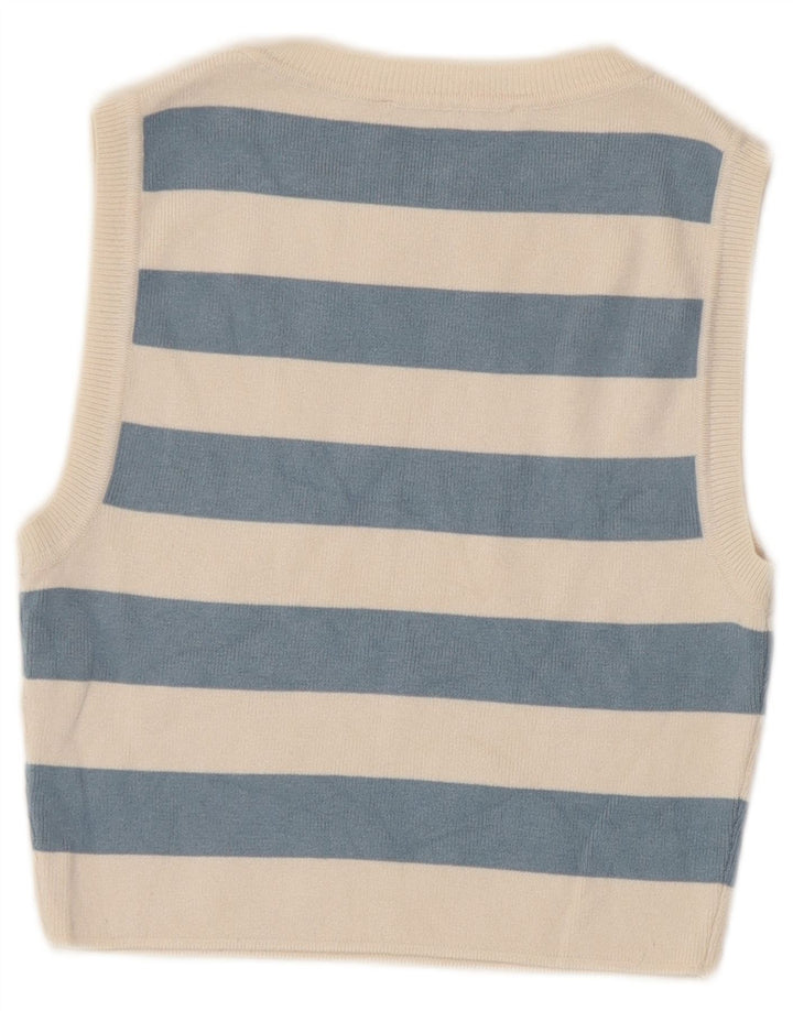 Crop Top pentru femeie Zara UK 12 Medium Beige Striped Viscose