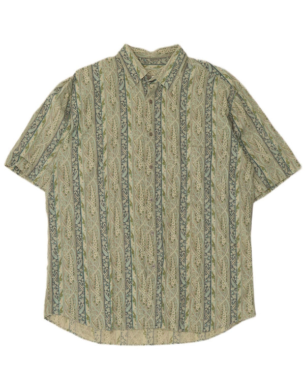 Cămașă Vintage pentru bărbați cu mânecă scurtă Mărimea 39/40 Medium Green Paisley
