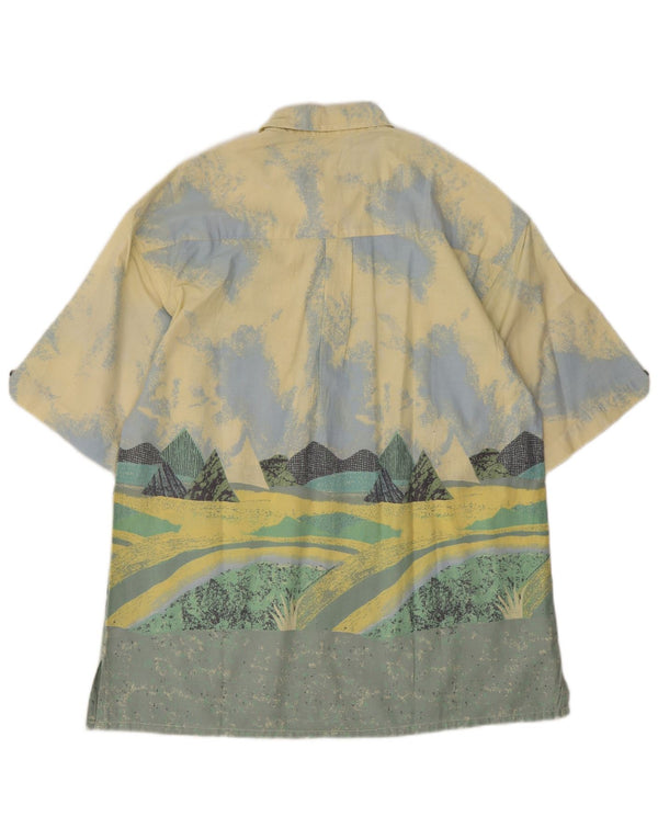 Cămașă cu mânecă scurtă pentru bărbați Fieldwork, galben mediu, bumbac color bloc