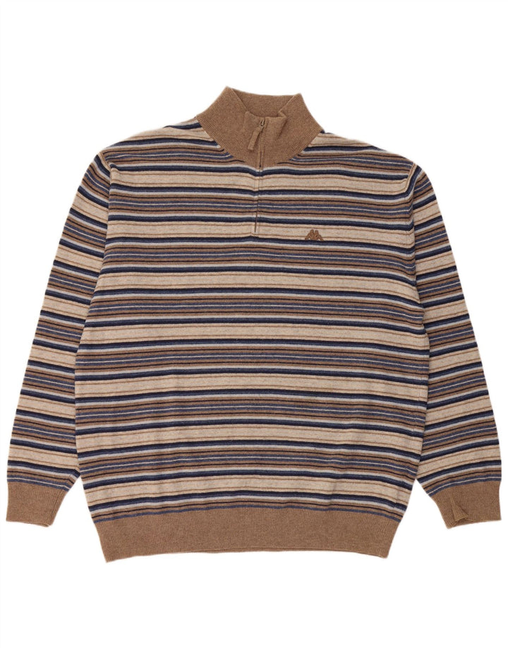 Pulover pentru bărbați Kappa, cu fermoar și gât, 3XL, lână cu dungi multicolore
