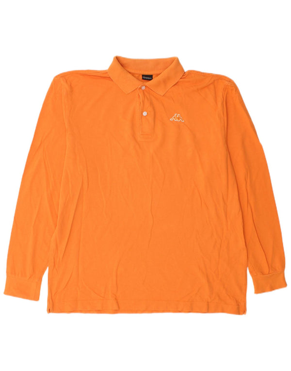 Kappa Mens Long Sleeve Polo Shirt Large Orange Cotton