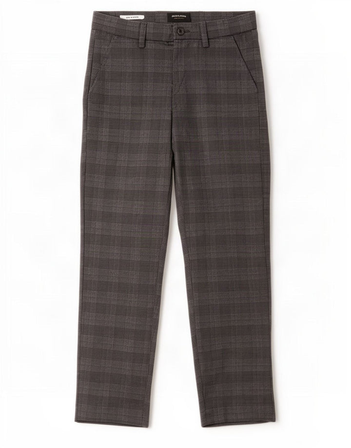 Pantaloni de costum Jack & Jones Marco Slim pentru bărbați L28 L30 poliester cu carouri gri