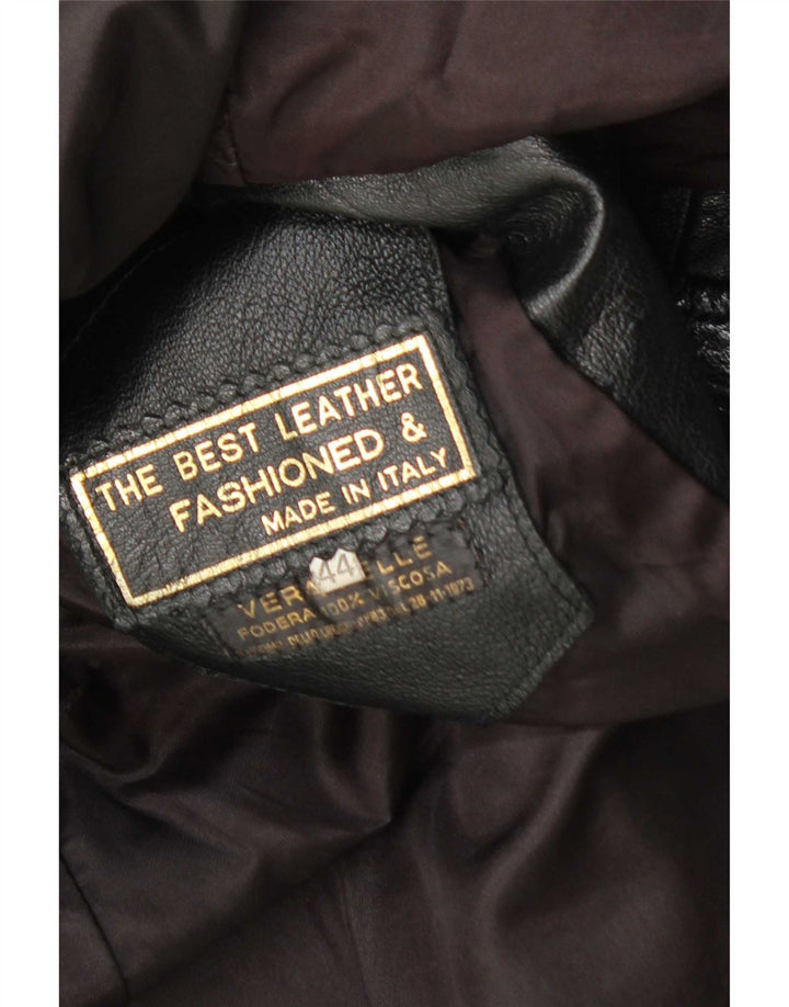 Geaca de piele vintage pentru femei IT 44 Medium Black Leather