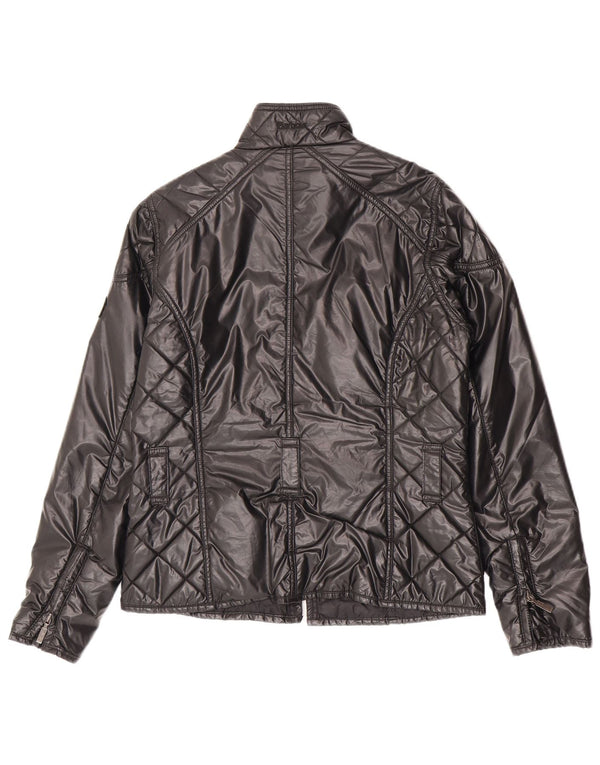 Barbour Womens Quilted Utility Jacket UK 12 Medium Black Polyester