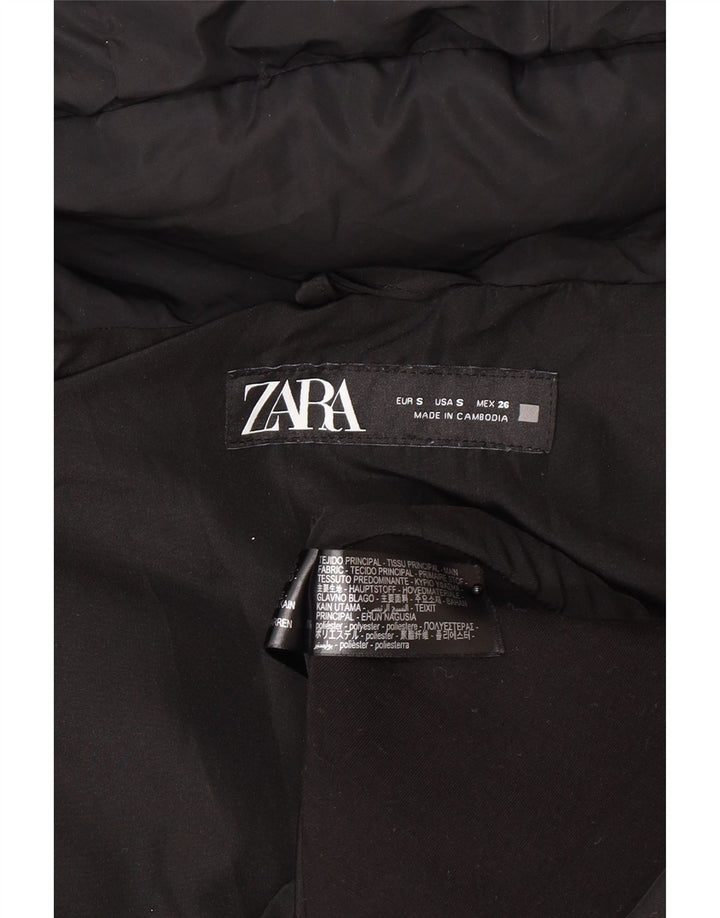 Jachetă căptușită cu glugă pentru femei Zara UK 10 Poliester negru mic