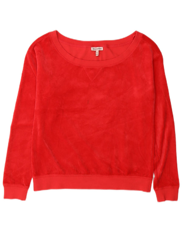 Juicy Couture Pulover de catifea supradimensionat pentru femei UK 6 XS Bumbac roșu
