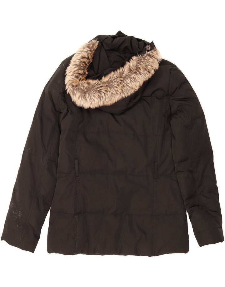 TOMMY HILFIGER Womens Hooded Padded Jacket UK 12 Medium Black Polyester Vintage Tommy Hilfiger and Second-Hand Tommy Hilfiger from Messina Hembry 