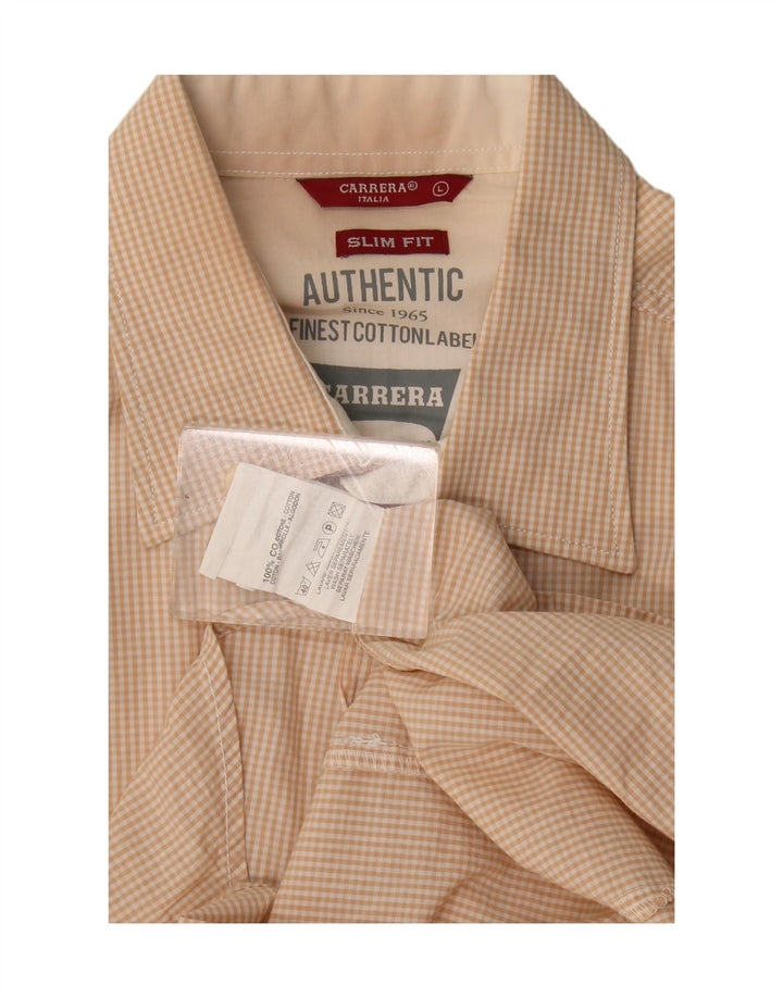 Cămașă pentru bărbați Carrera Slim Fit, mare, bej, din bumbac
