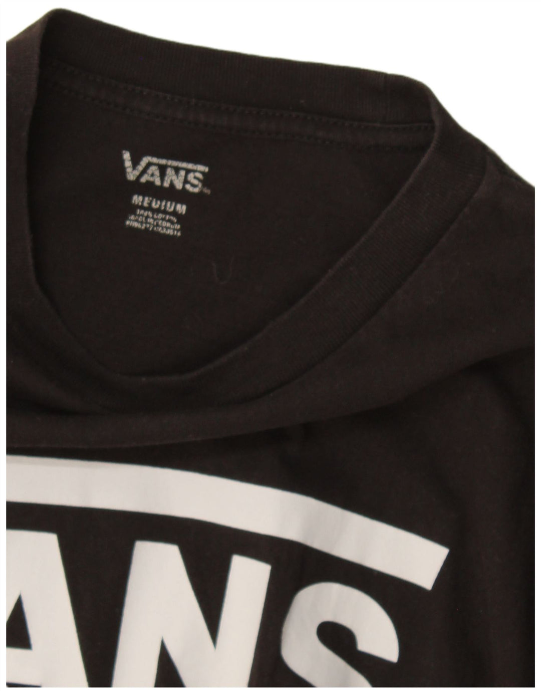 Top grafic Vans pentru bărbați cu mânecă lungă, bumbac mediu negru
