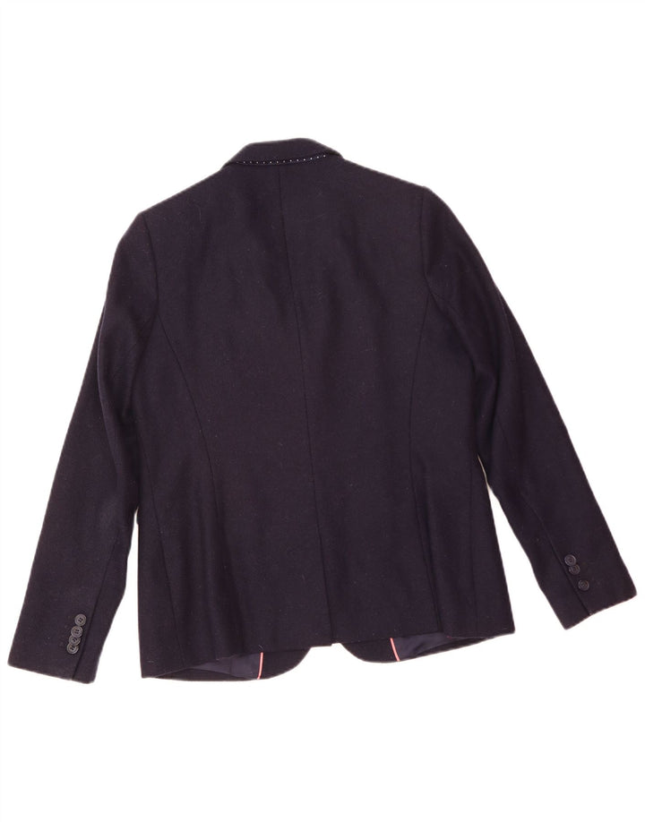 Crew Clothing Jachetă Blazer pentru femei cu 2 nasturi UK 12 Mediu Lână bleumarin