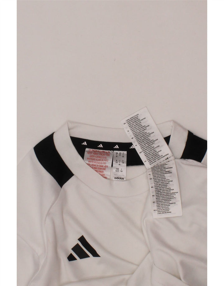 Tricou ADIDAS Aeroready pentru băieți, 7-8 ani, poliester alb color bloc