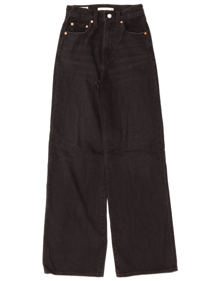 Blugi Levi's pentru femei cu talie înaltă cu picioare largi L24 L32, bumbac negru, clasici