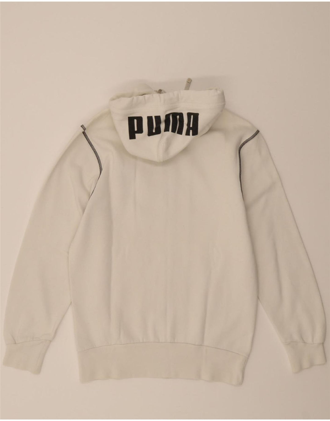 PUMA Mens Graphic Zip Hoodie Sweater Small White Vintage Puma and Second-Hand Puma from Messina Hembry 