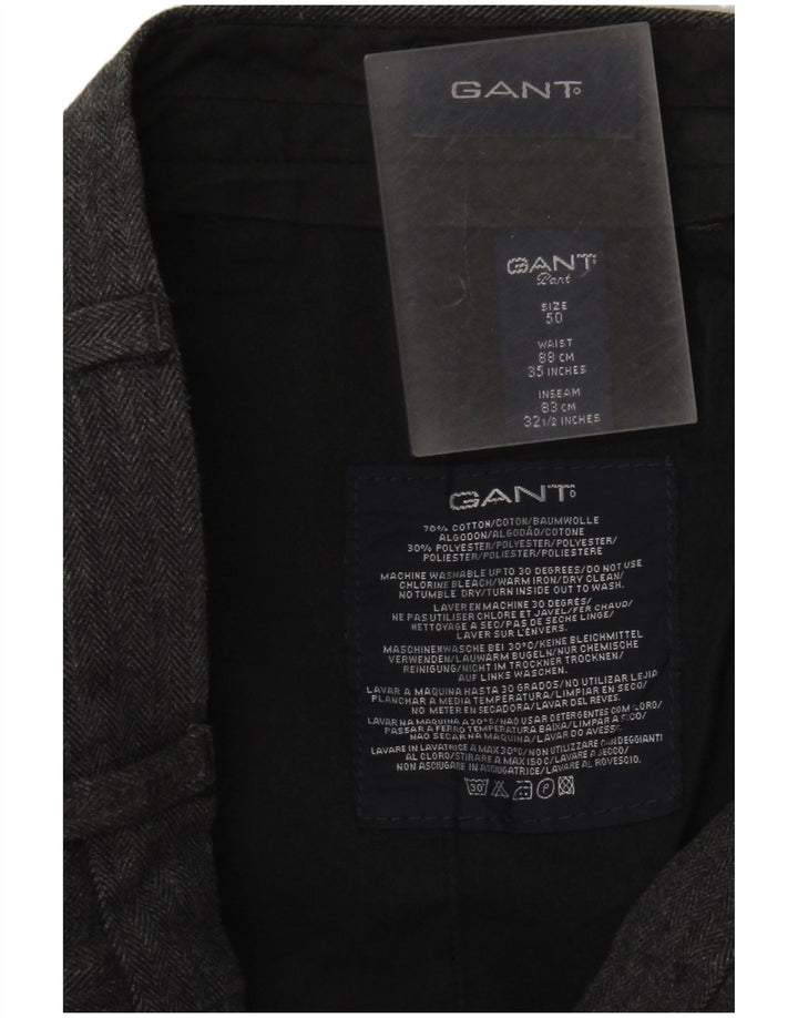 Pantaloni drepți pentru bărbați GANT IT 50 Large W34 L32 Gri Herringbone