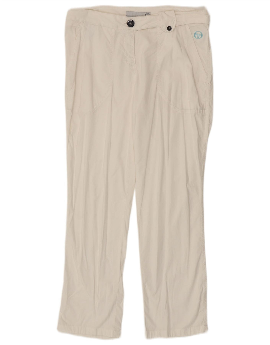 Sergio Tacchini Pantaloni Chino Drepți Femei IT 44 Medium L30 L27 Alb