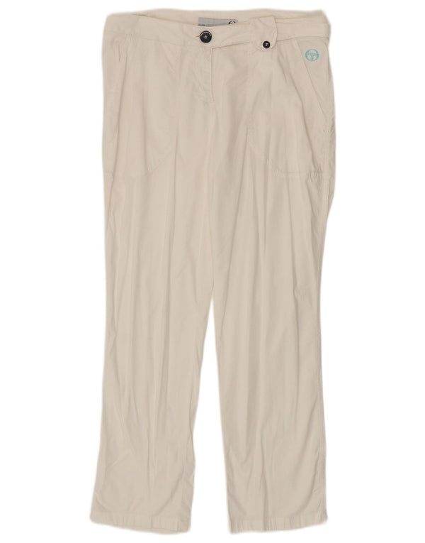 Sergio Tacchini Pantaloni Chino Drepți Femei IT 44 Medium L30 L27 Alb