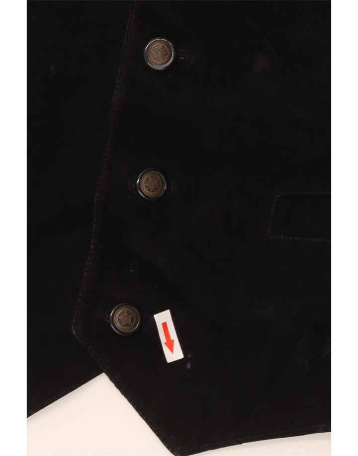 Vestă vintage pentru bărbați din piele intoarsa IT 54 XL din piele neagra