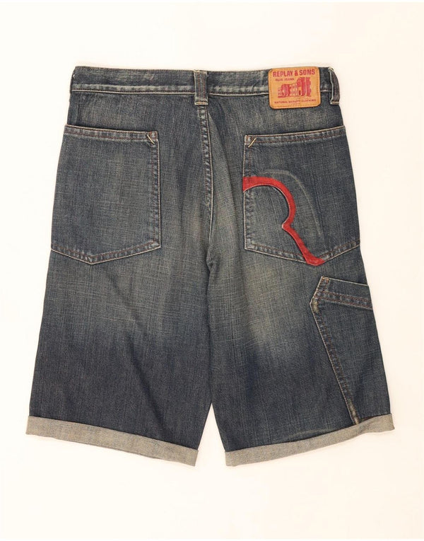 REPLAY Pantaloni Scurt Denim Băieți 11-12 Ani W29 Bumbac Bleumarin