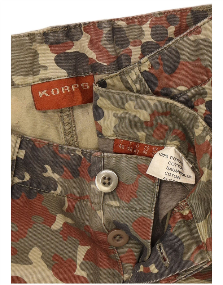 VINTAGE Pantaloni cargo subțiri pentru femei UK 16 Large W32 L33 Khaki Camouflage