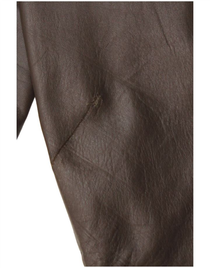 VINTAGE Pantaloni drepti din piele pentru femei W25 L29 maro