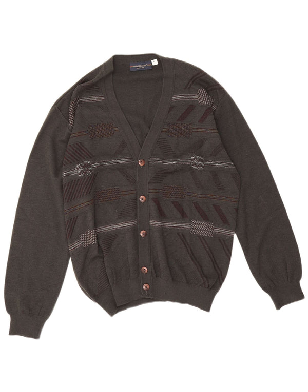 Pulover cardigan pentru bărbați Montecatini XL Lână Merinos Geometrică Gri