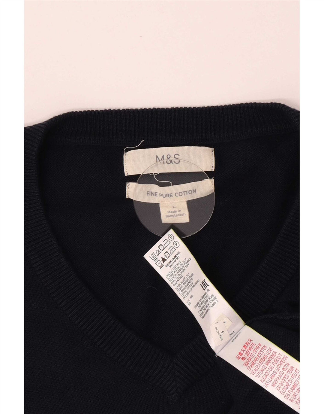 Pulover pentru bărbați Marks & Spencer, cu decolteu în V, mare din bumbac bleumarin
