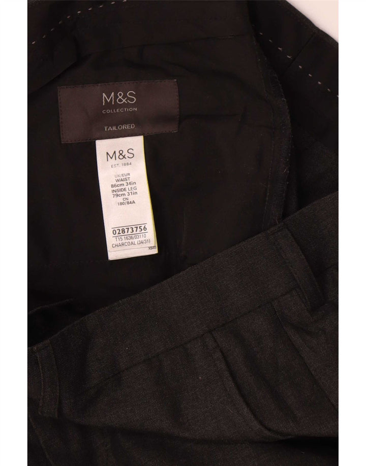 Pantaloni de costum conici pentru bărbați Marks & Spencer L34 L31 poliester gri