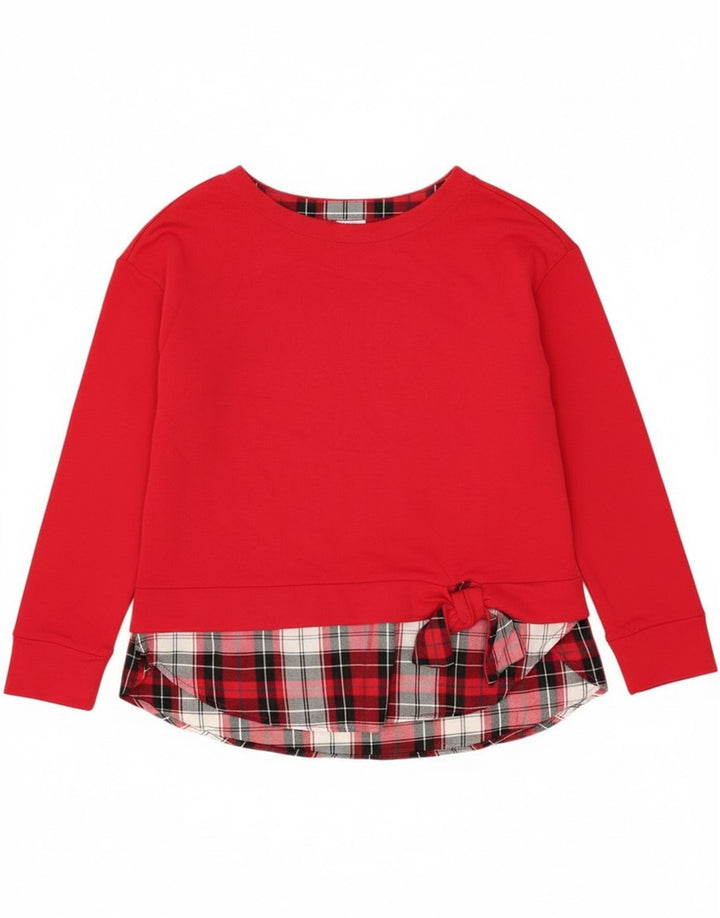 Izod Top pentru femei cu mânecă lungă UK 14 mare, roșu, carouri din bumbac