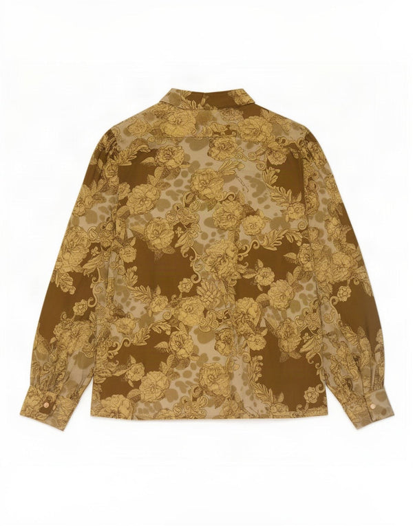 Bluză Cămașă Vintage Femei EU 42 Mare Bej Floral