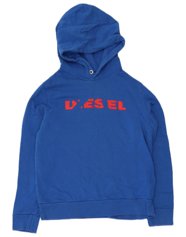 Pulover cu glugă cu grafic pentru băieți Diesel 15-16 ani, bumbac albastru
