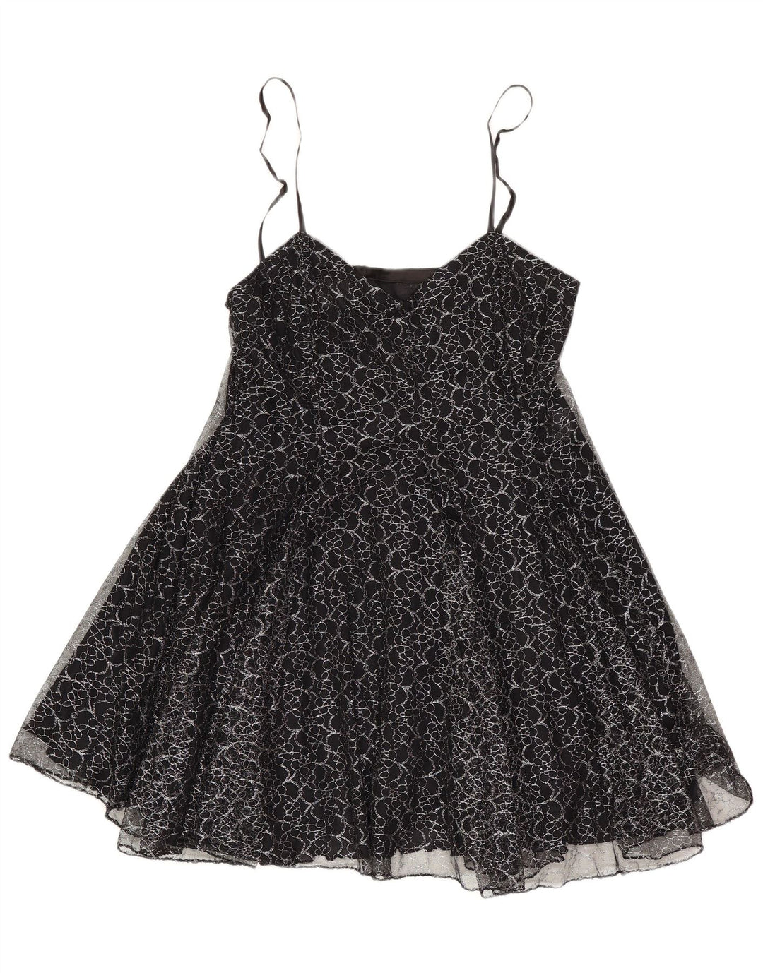 Rochie tutu vintage pentru femei UK 8 Small Negru Floral Poliester