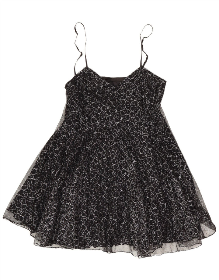 Rochie tutu vintage pentru femei UK 8 Small Negru Floral Poliester