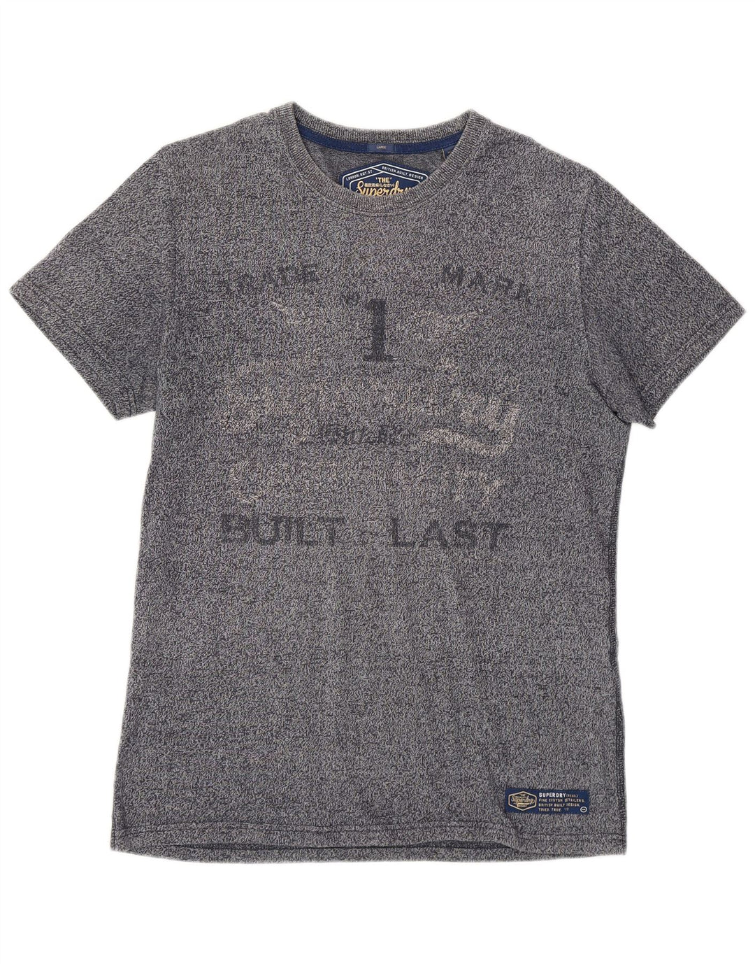 Tricou grafic pentru bărbați SUPERDRY Top mare, albastru bleumarin, bumbac cu pete