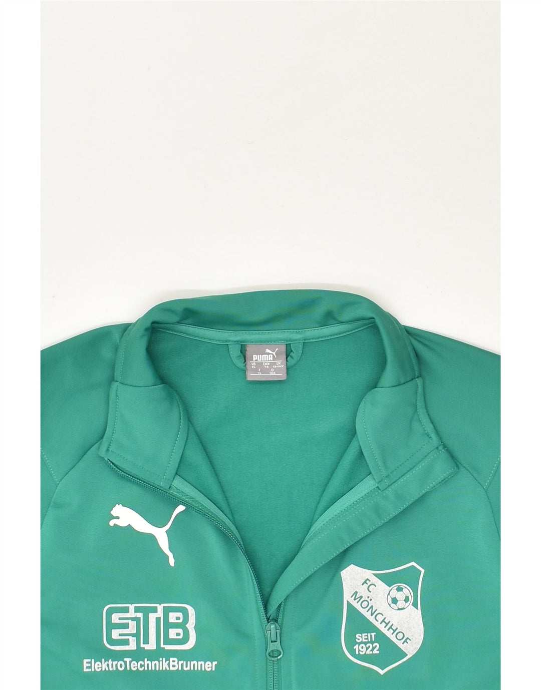 PUMA Boys Graphic Tracksuit Top Jacket 13-14 Years Green Polyester | Vintage Puma | Thrift | Second-Hand Puma | Used Clothing | Messina Hembry 