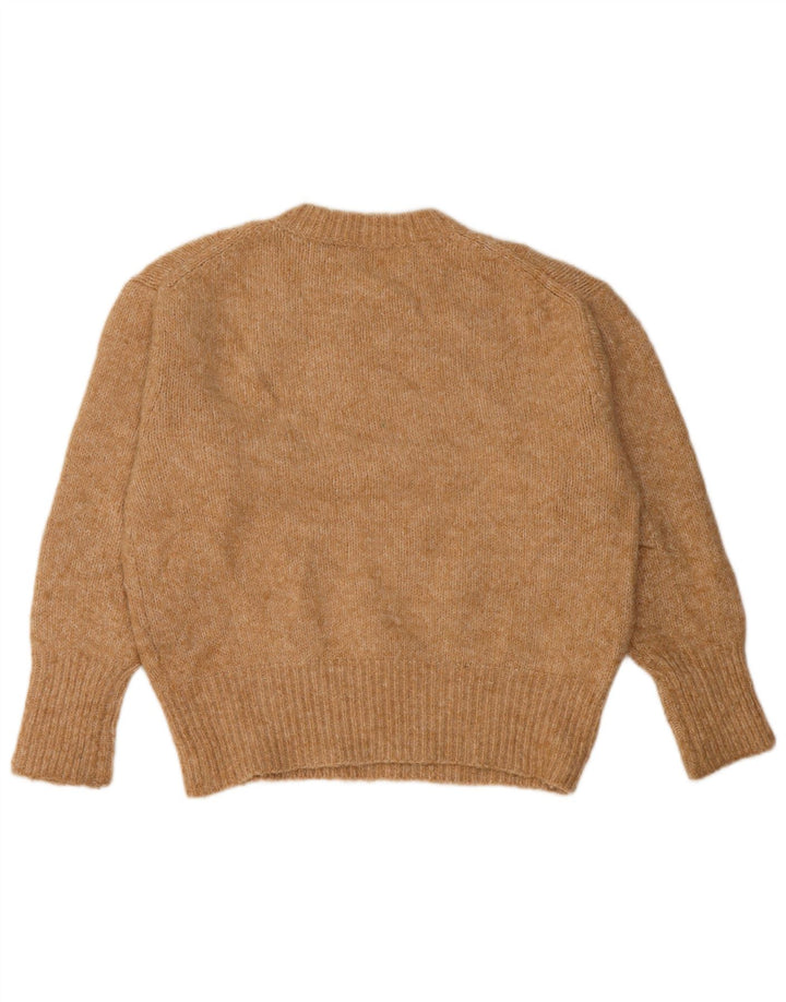Pulover supradimensionat pentru femei Zara, cu gât crew, UK 10, poliester mic, bej