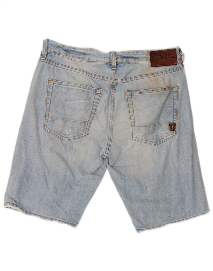 Uniformă Pantaloni scurți din denim învechit pentru bărbați W30, bumbac albastru mediu