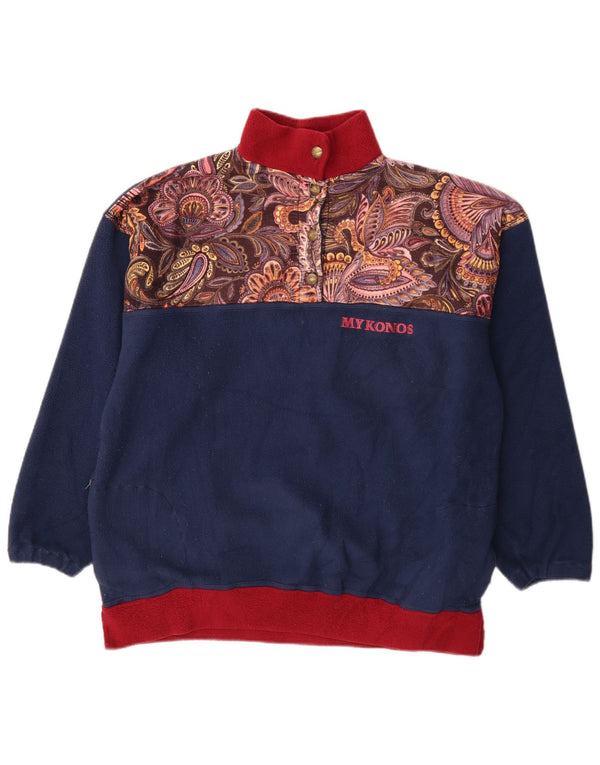 Pulover din lână vintage pentru femei, cu gât cu nasturi, UK 20 2XL, bleumarin, cachetă retro