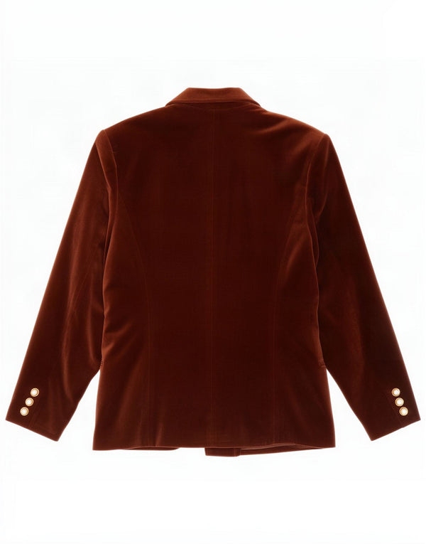 Vintage Womens Velvet Double Breasted Blazer Jacket IT 42 Medium Brown