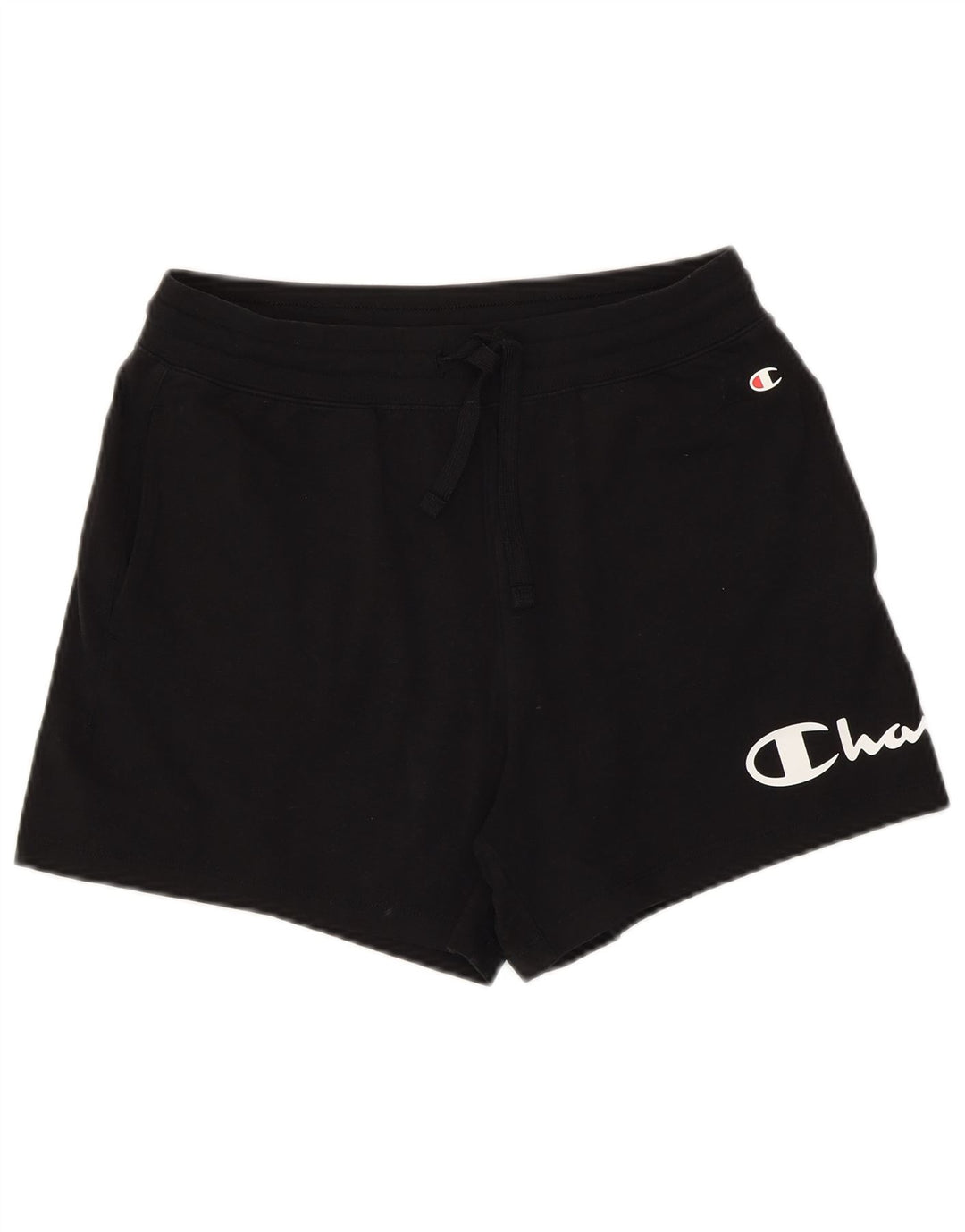 Pantaloni scurți sport grafic Champion pentru femei UK 12, bumbac mediu negru
