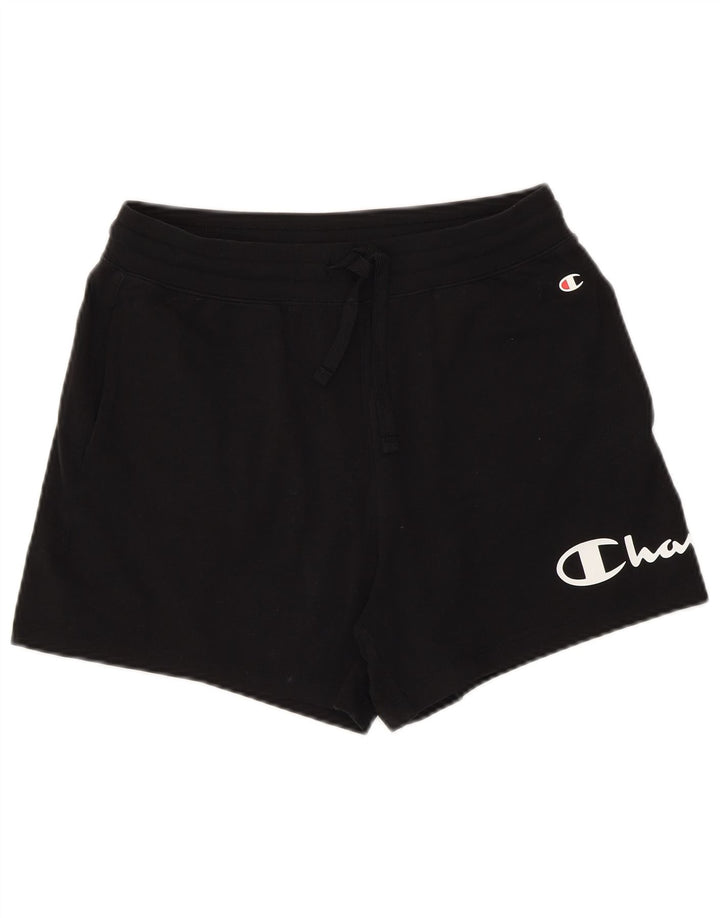Pantaloni scurți sport grafic Champion pentru femei UK 12, bumbac mediu negru