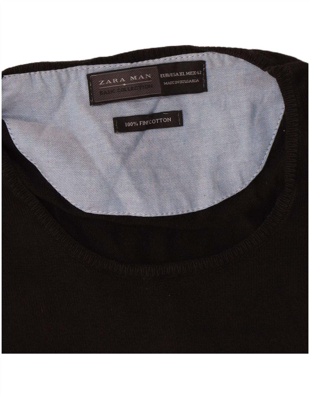 Pulover pentru bărbați Zara, cu gât crew, XL, bumbac negru