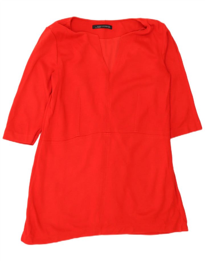 Rochie tunică Zara pentru femei cu mâneci 3/4 UK 16 Poliester roșu mare