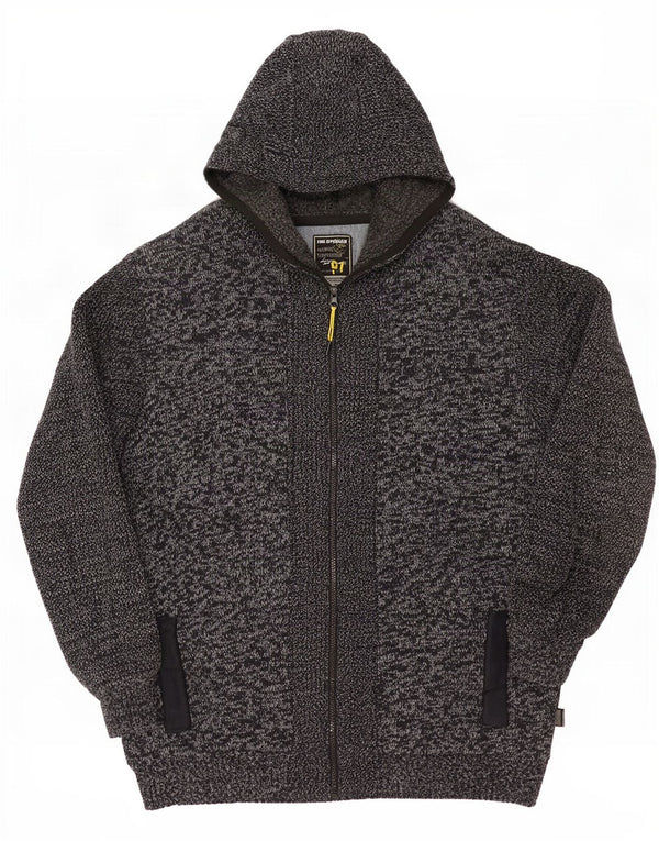 Jim Spencer Mens Hooded Cardigan Sweater 3XL Grey Flecked Cotton