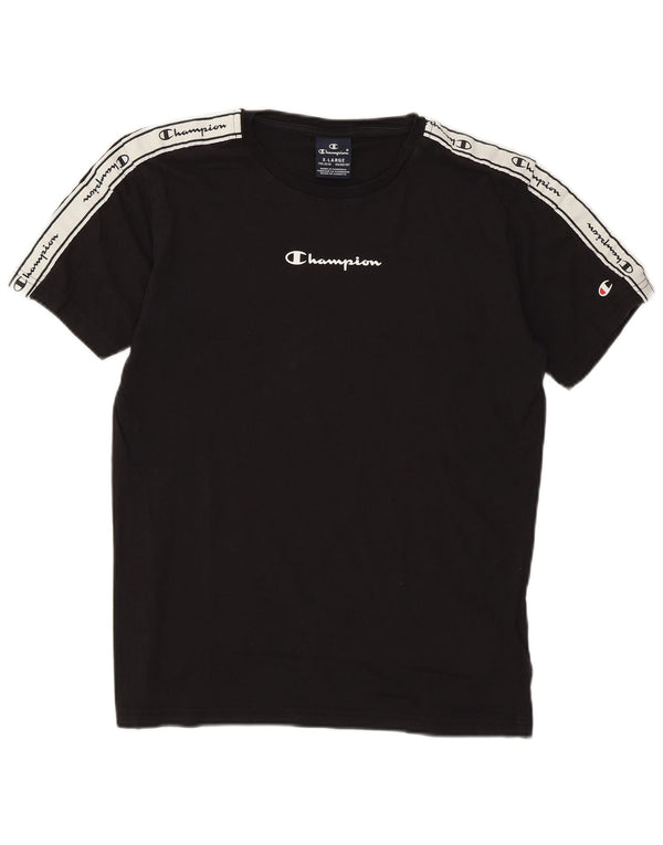 Tricou grafic Champion pentru băieți Top 13-14 ani XL bumbac negru