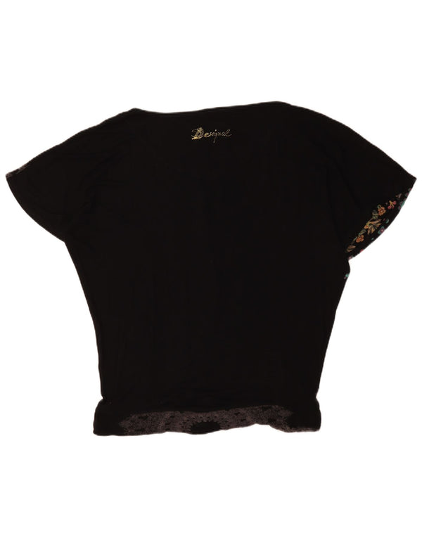 Bluză cu grafică supradimensionată pentru femei Desigual UK 16 Large Black Floral