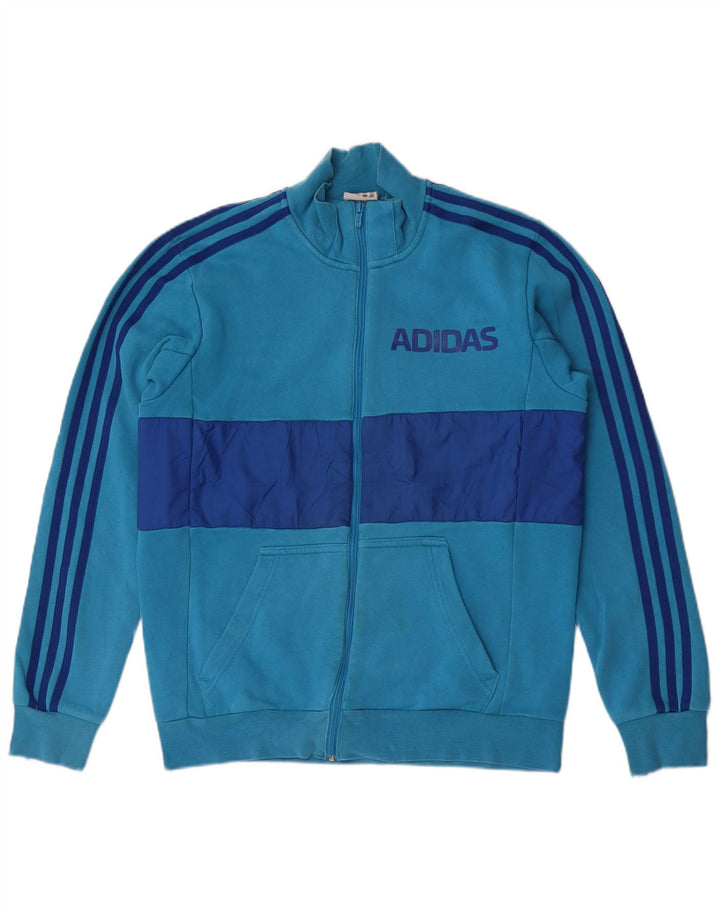 Jachetă de top pentru trening pentru bărbați Adidas, albastru mediu, color block, bumbac