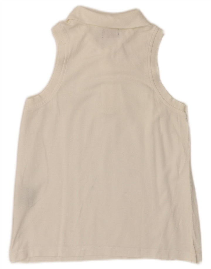 KAPPA Tricou polo fără mâneci pentru femei UK 12 Bumbac alb mediu