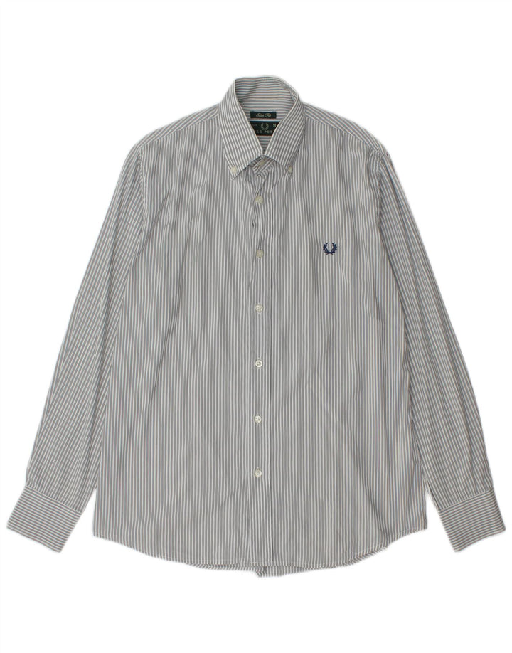 Cămașă pentru bărbați FRED PERRY Slim Fit, bumbac cu dungi gri mediu